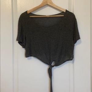 GARAGE cropped front tie tee